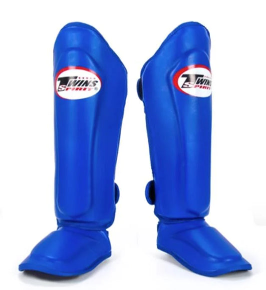 SGL-10 MUAY THAI BOXING MMA SHIN GUARD PROTECTOR Leather XS-XL Blue