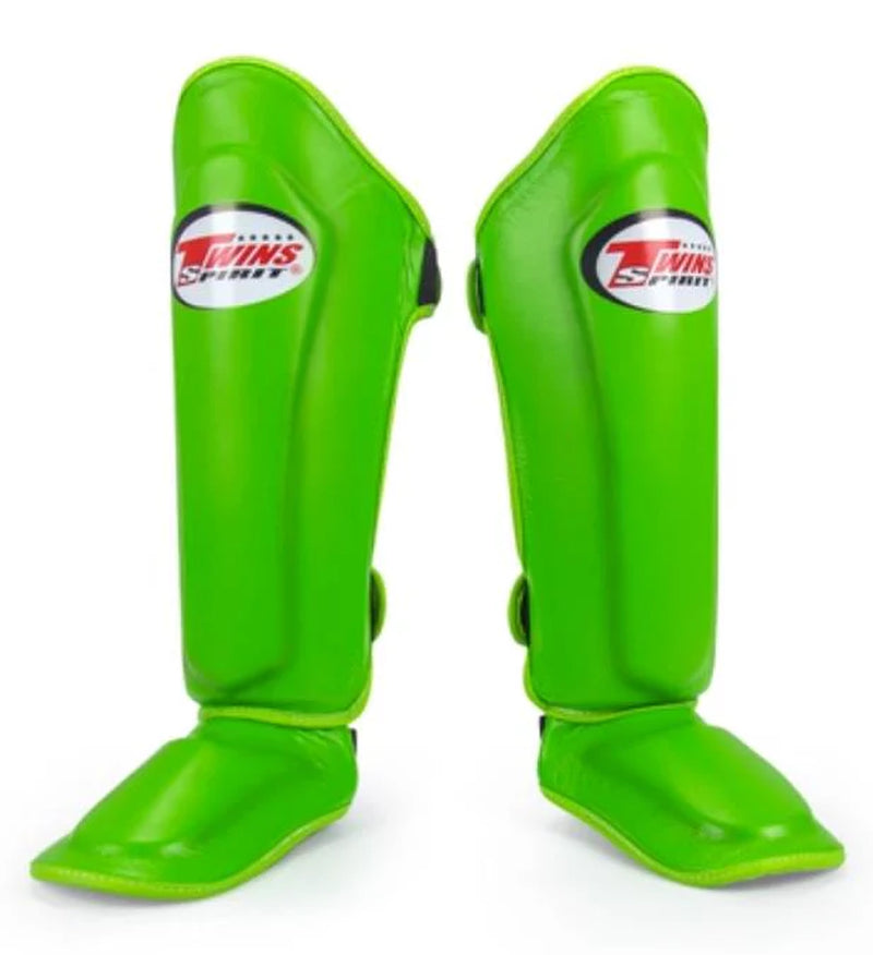 SGL-10 MUAY THAI BOXING MMA SHIN GUARD PROTECTOR Leather XS-XL Green