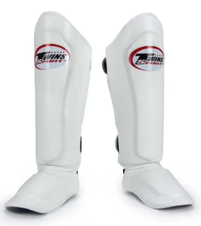 SGL-10 MUAY THAI BOXING MMA SHIN GUARD PROTECTOR Leather XS-XL White